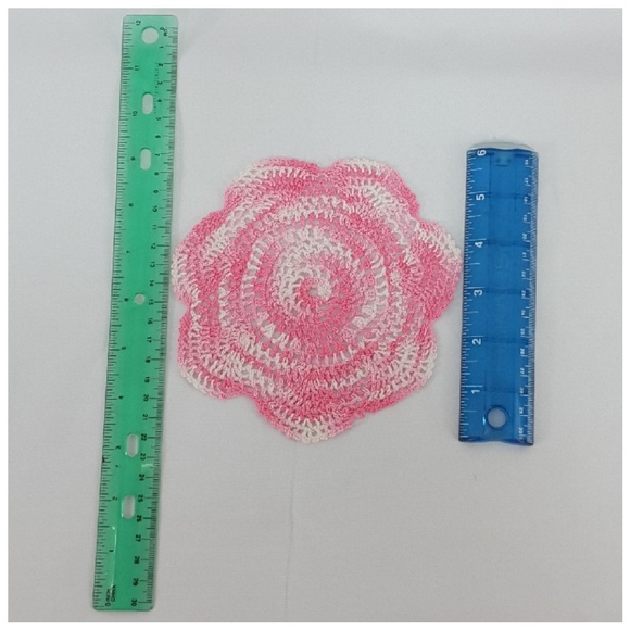 Crochet Ruffled Circle Shape Doily, Approx 4.5" - Picture 5 of 8